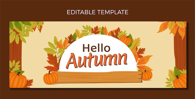 Vector banner design template hello autum vector