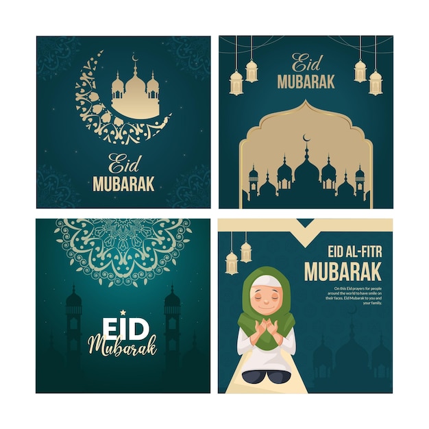 Vettore modello di progettazione di banner impostato per il festival eid
