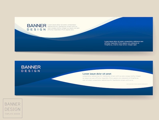 Banner design templates set with dynamic wave