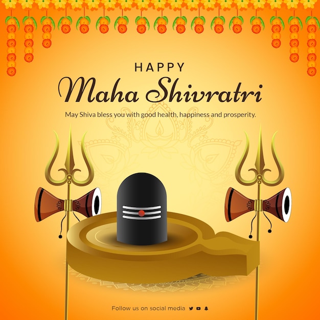 Banner design of traditional festival happy maha shivratri template