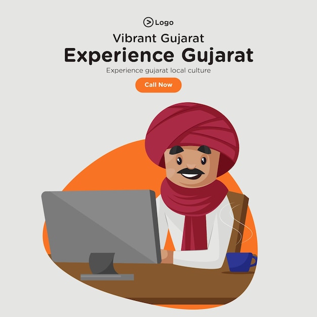 Vettore progettazione di banner di visita ed esperienza modello gujarat