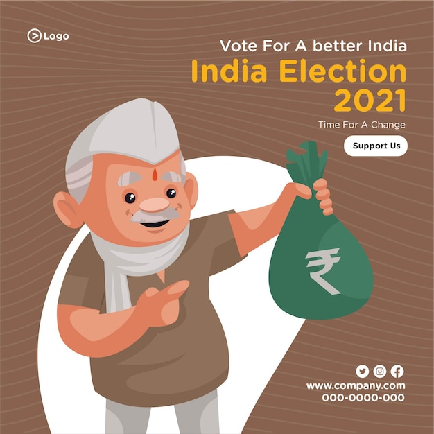 Баннер для голосования за лучшие выборы в Индии в 2021 году