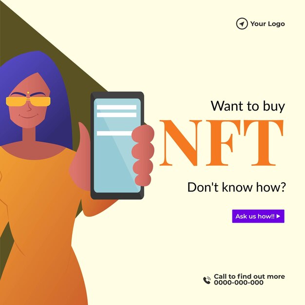 Banner design of want to buy NFT template