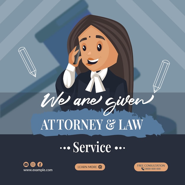 Vector banner design of we are given attorney and law service template