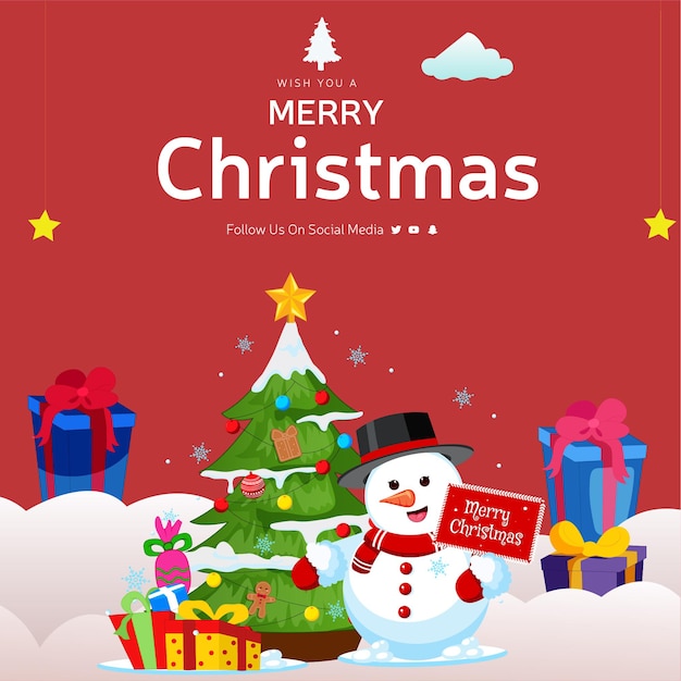 Banner design of wish you a merry christmas template