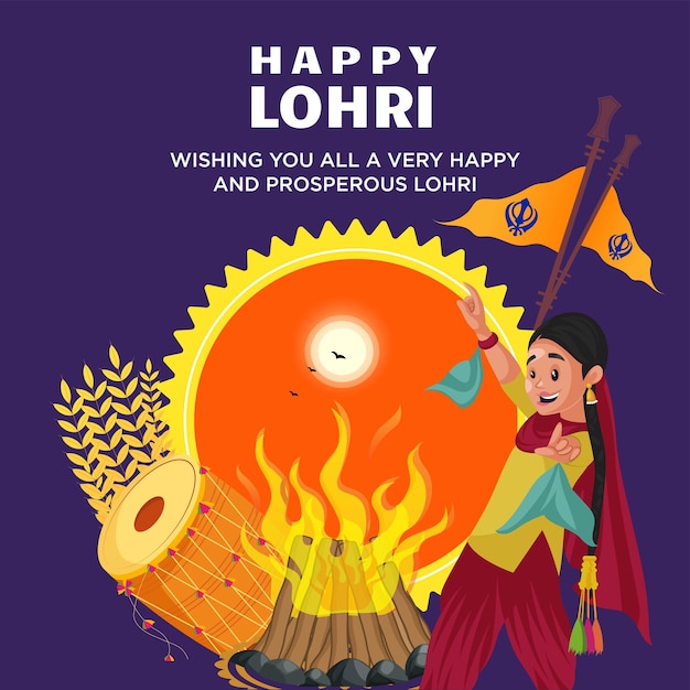 Banner design of wishing you a very happy lohri template