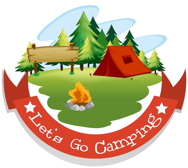 Vector banner design with camping theme