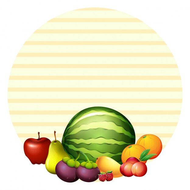 Vector banner design with fresh fruits illustration