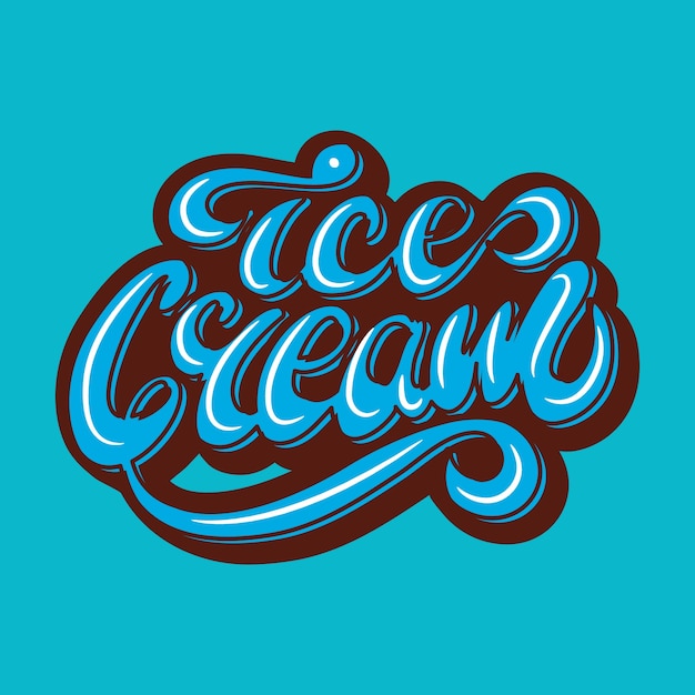 Banner design with lettering ice cream. vector illustration.