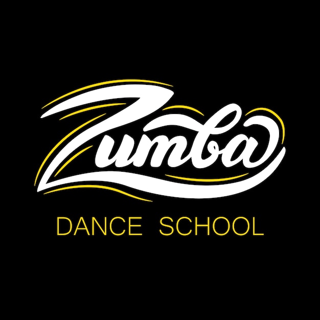 Zumba dance schoolレタリングのバナーデザイン。ベクトル図。