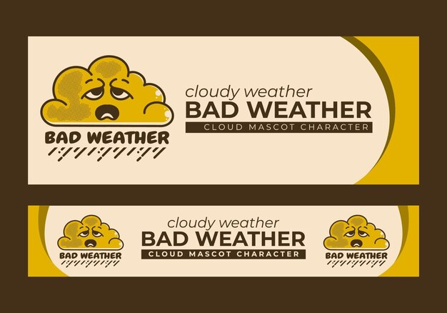 Banner design with picture of a cloud character with sad face