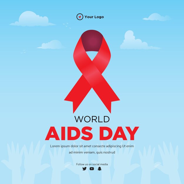 Banner design del modello della giornata mondiale dell'aids