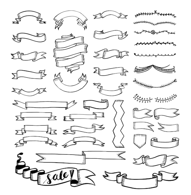 Vintage Ribbons Sketch Stock Illustration  Download Image Now  Web Banner  Banner  Sign Ribbon  Sewing Item  iStock