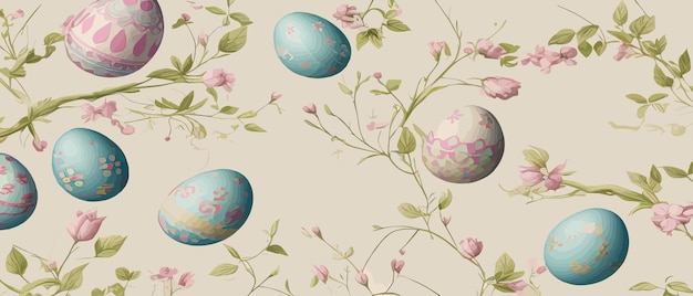 Banner easter eggs seamless pattern vector illustration easter decorative eggs background for