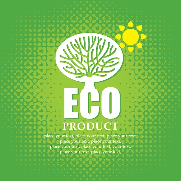 Banner for eco products with tree and sun