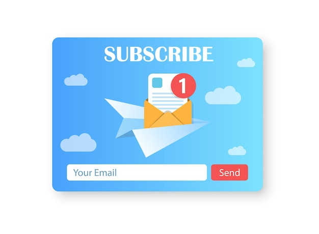 Banner of email marketing icon in flat style Subscription to newsletter vector illustration on isolated background Subscribe submit sign business concept