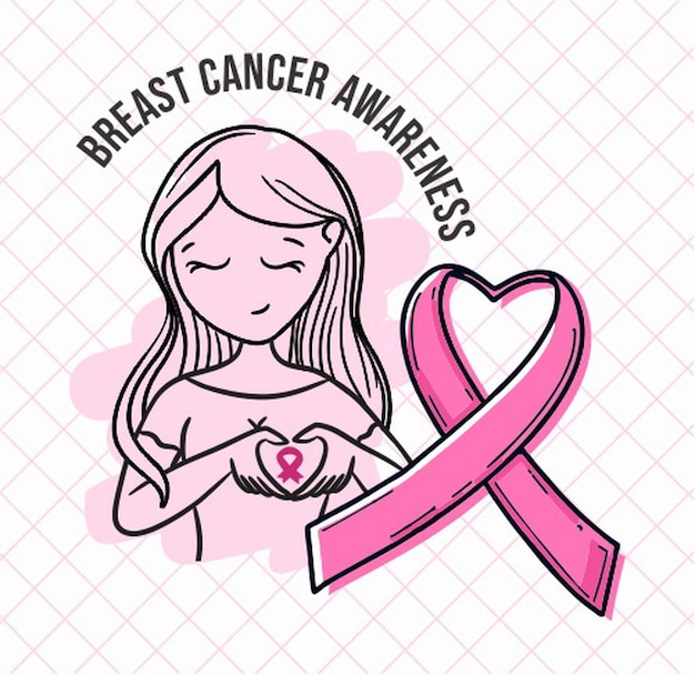 Vector banner in english for composition october pink breast cancer prevention