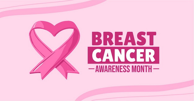 Vector banner in english for composition october pink breast cancer prevention