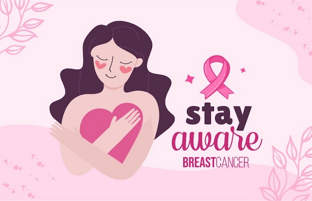 Vector banner in english for composition october pink breast cancer prevention