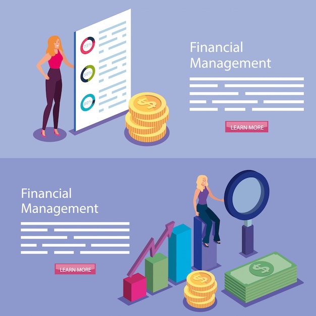 Banner of financial management with people