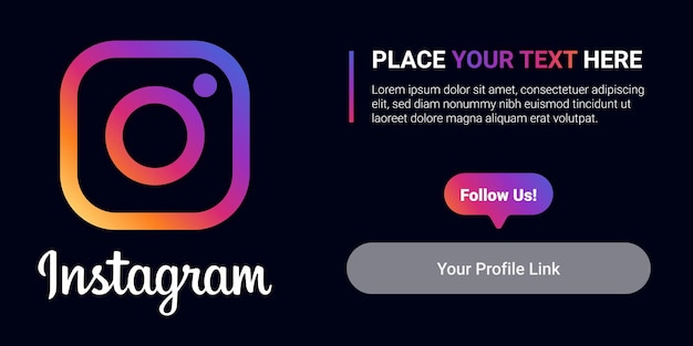 banner find us instagram with an icon or social media template