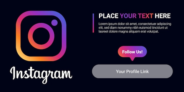 Vector banner find us instagram with an icon or social media template