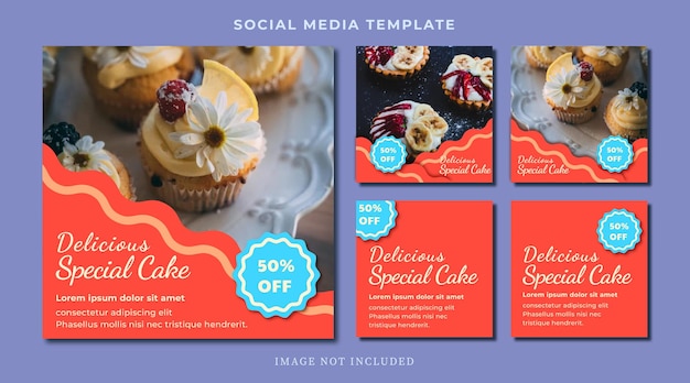 Banner flat cake, special cake for social media post template