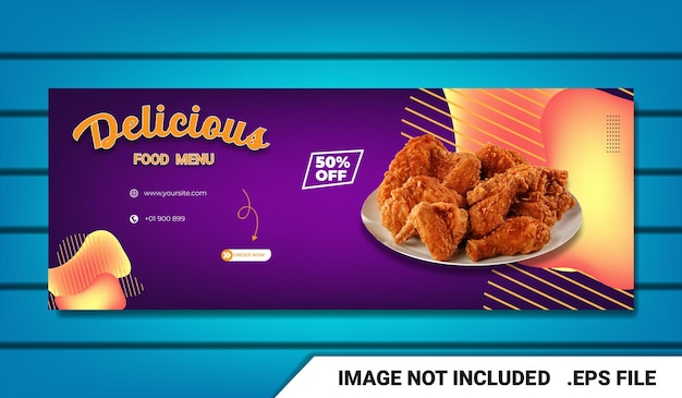 banner Food menu facebook cover template with text effect editable