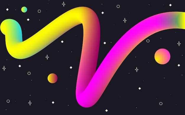 Vector banner galaxy abstracte achtergrond met gradiënt ontwerp, sterren, planeten.