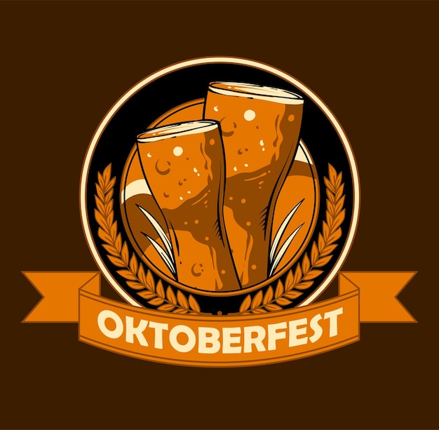 Banner glas logo bier illustratie oktoberfest vector