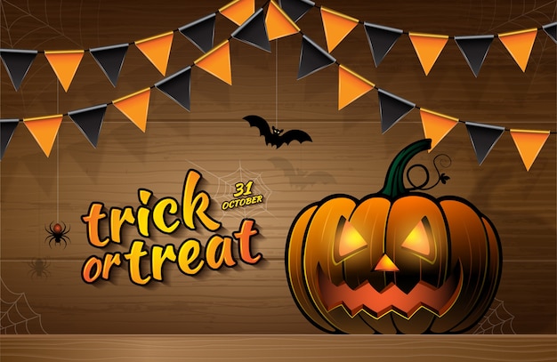 Vector banner halloween party trick or treat pompoenen