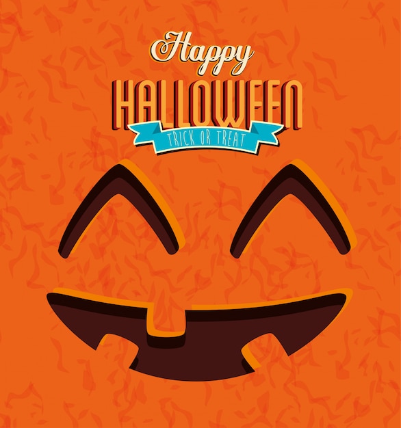 Banner of happy halloween with face pumpkin