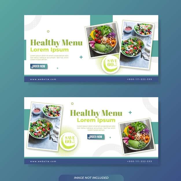 Banner healthy menu promotion template with photo concept