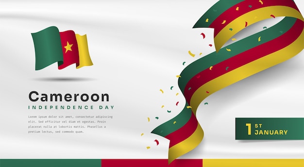 Banner illustration of Cameroon independence day celebration with text space Vector illustration