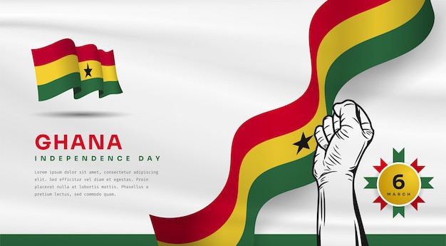 Banner illustration of Ghana independence day celebration with text space Vector illustration