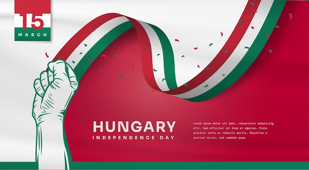 Banner illustration of Hungary independence day celebration with text space Vector illustration