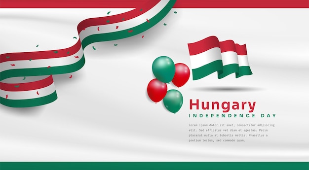 Banner illustration of Hungary independence day celebration with text space Vector illustration