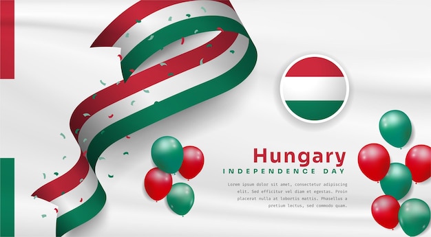 Banner illustration of Hungary independence day celebration with text space Vector illustration