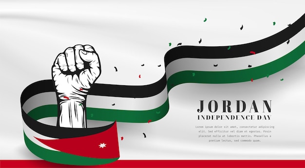 Баннерная иллюстрация празднования Дня независимости Иордании с текстовым пространством Векторная иллюстрация