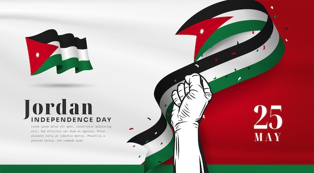 Banner illustration of Jordan independence day celebration with text space Vector illustration