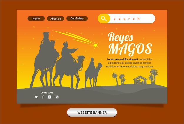 Banner in silhouet vlakke afbeelding met reyes magos-thema