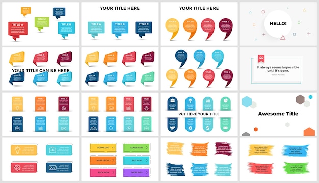 Banner Infographic slide templates pack diagram stickers labels 3 4 5 6 7 8 steps