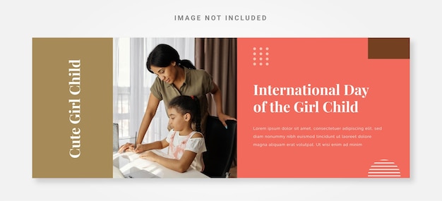 Banner international day of the girl child template with photo