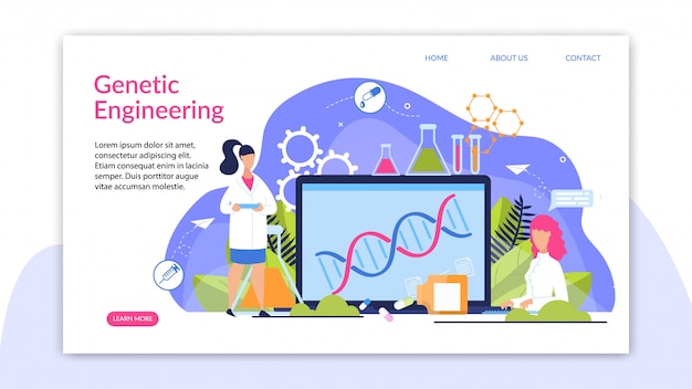 벡터 배너는 유전 공학 만화를 작성합니다.