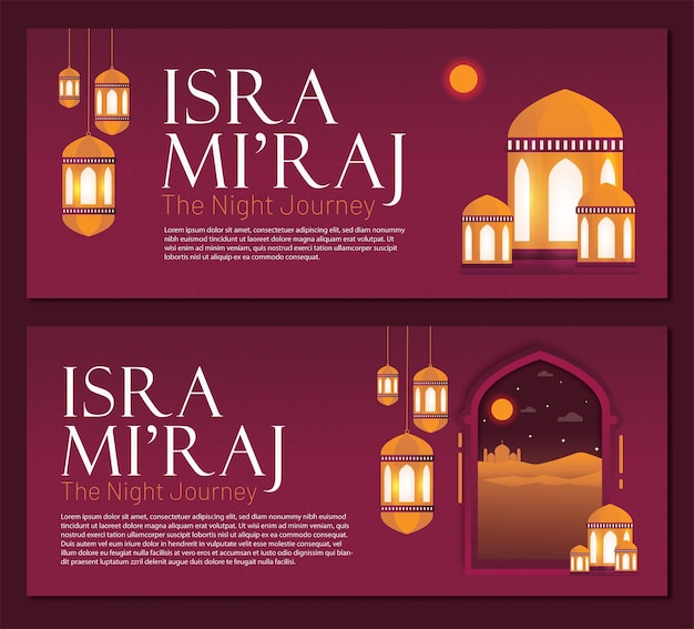 Banner isra miraj islamic de nachtelijke reis 2