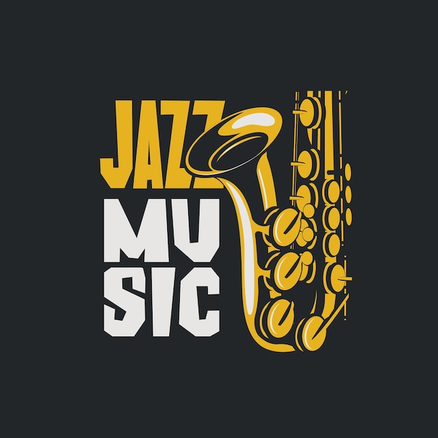 banner for jazz music with saxophone and inscription