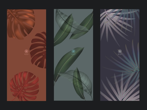 Vector banner leaves set