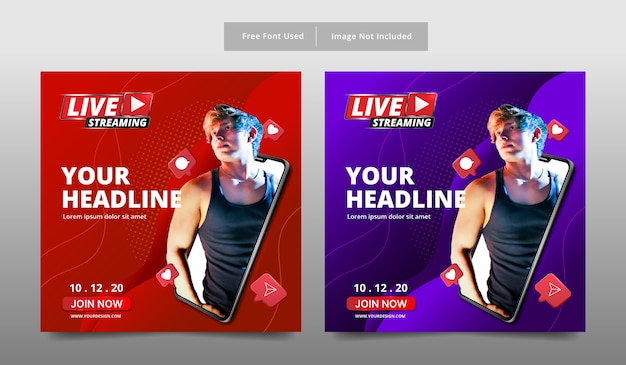 Vector banner live streaming template