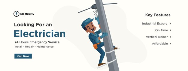 Banner of looking for an electrician template design