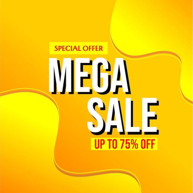 Vector banner mega sale yellow orange gradation suitable for discount promotion design